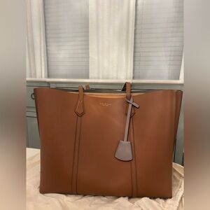 Tory Burch Perry Leather Tote Bag (Autumn Brown)